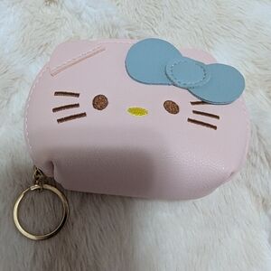 Hello Kitty Blush Pink Coin Pouch with Blue Bow